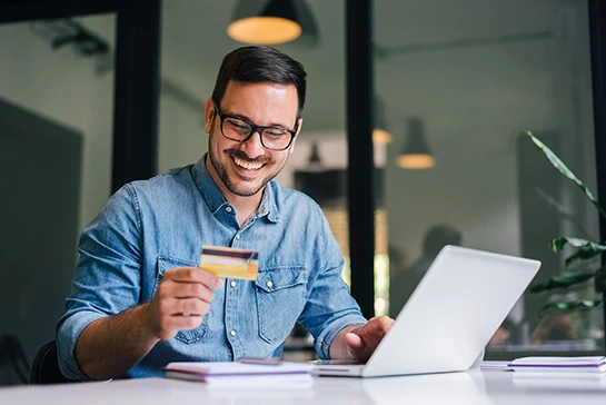 Man shopping online