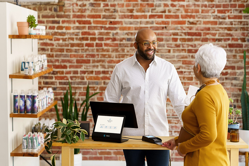 Employee with customer